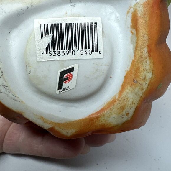 Vintage Ceramic Halloween Pumpkin With Witch Decor Candle Holder - Picture 7 of 7